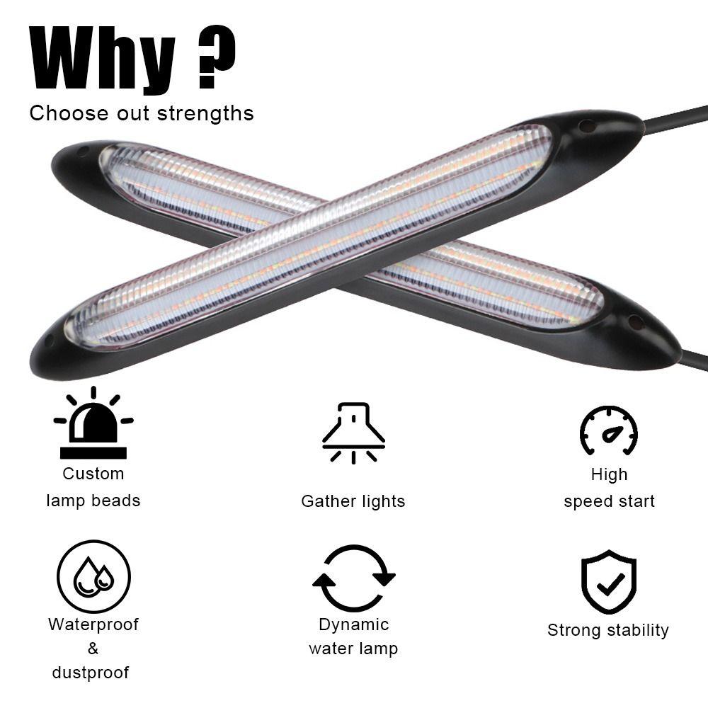 2pcs Auto Headlights LED Driving Day Lights Start Scaing Daytime Running Light  Brake Flow Lamps