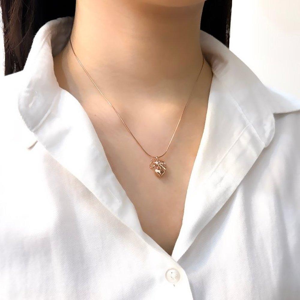 [Opalhouse] 925 Silver Ribbon Heart Necklace Opqun5612