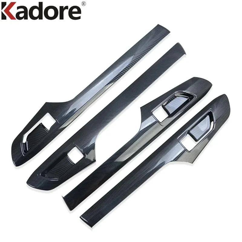 For Toyota Highlander XU70 Kluger Hybrid -2024 Carbon Fiber Car Inner Door Handle Bowl Panel Cover Trim Interior Accessories