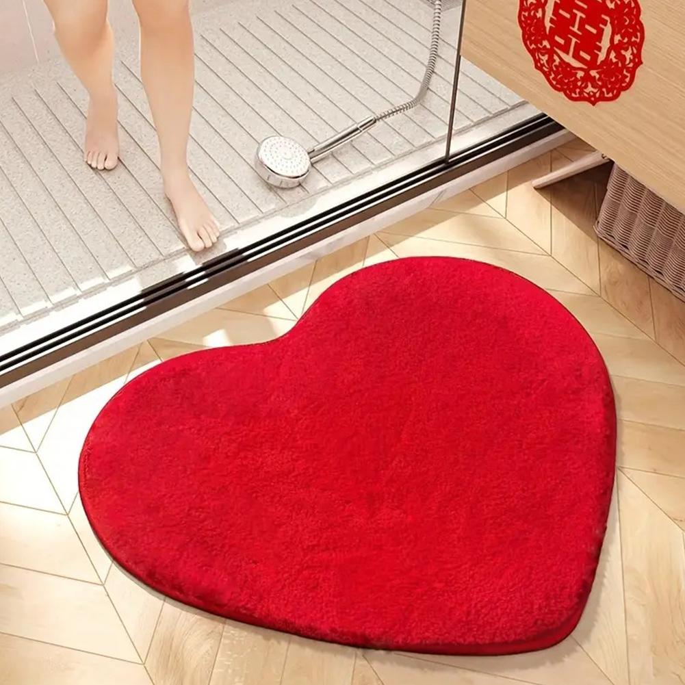 Red Love Heart Carpet Valentine's Day Double Heart Carpet Atmosphere Non-slip Living Room Bedro U9Q6