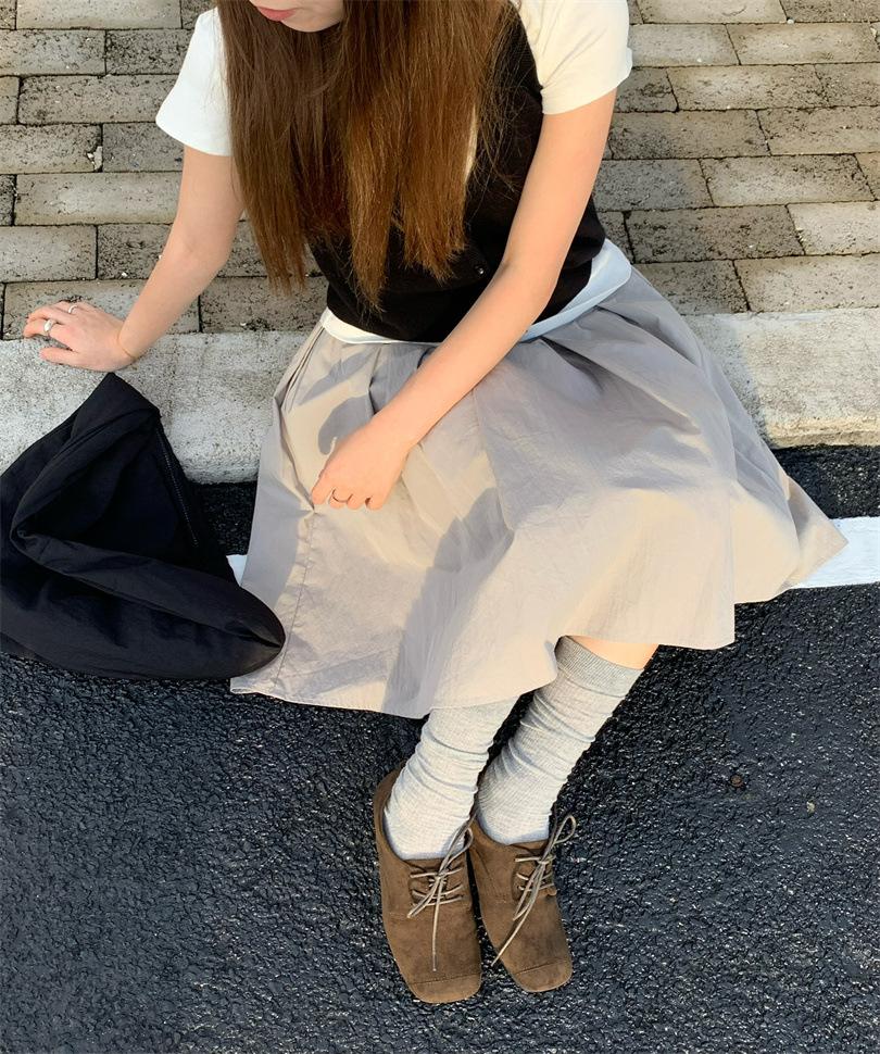 Niche lace-up black loafers single shoes women's shoes 2025 spring and autumn flat bottom with skirt British style small leather shoes