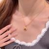 Classic charm trend light luxury wire drawing ruby collar chain design inlay diamonds oval necklace fashion red pendant