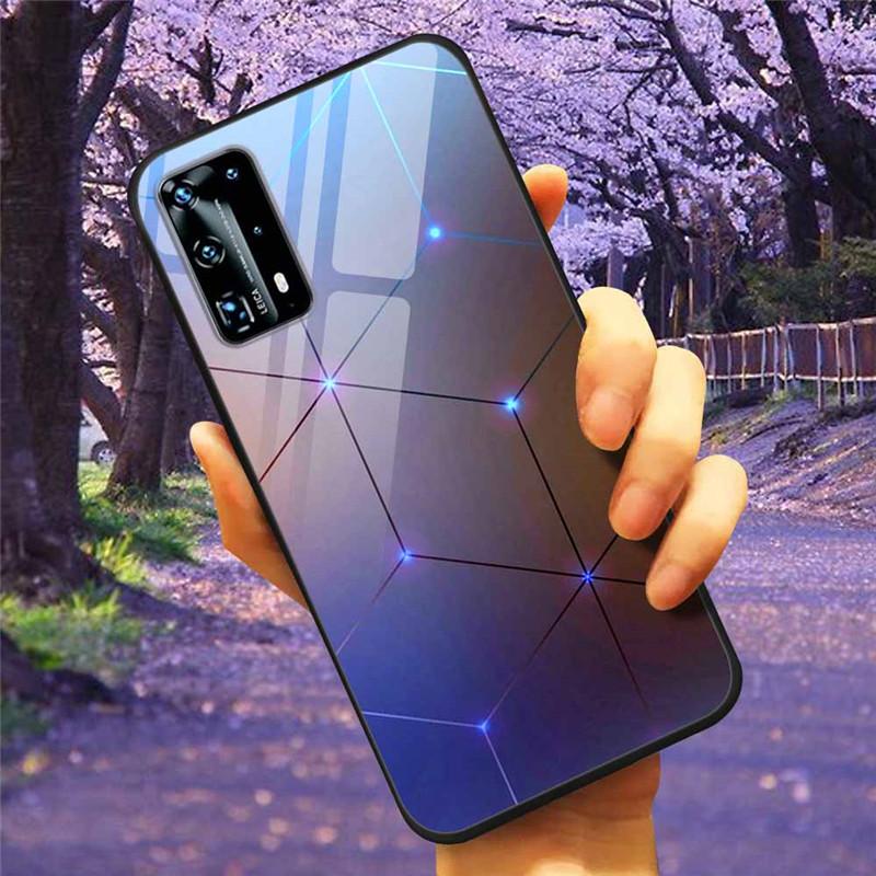 For Huawei P40 Lite / P40Pro Case P 40 Tempered Glass Starry Marble Hard Back Cover for Huawei P40 Pro / P40Lite E Cases Coque