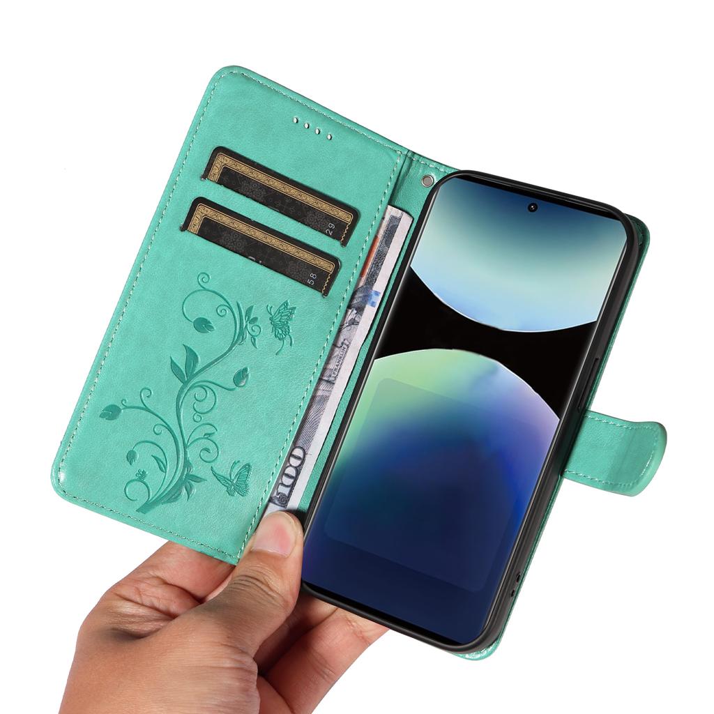 For Xiaomi Redmi Note 14 Pro 4G PU Leather Cases Flower Pattern Wallet Stand Phone Cover with Strap