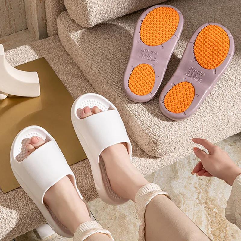 Fashion Non-Slip Bathroom Slippers Women Summer New Indoor Couple House Slippers Woman Sandals 2025 Soft Sole Casual Home Flip Flops