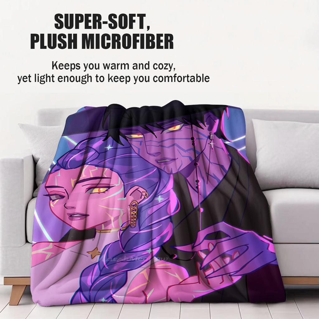 K-Pop Hot Anime Rumi & Jinu Cute CP Rujinu Print Fleece Blanket for Adult Quality Soft Warm Cozy Blanket for Travel Office Home