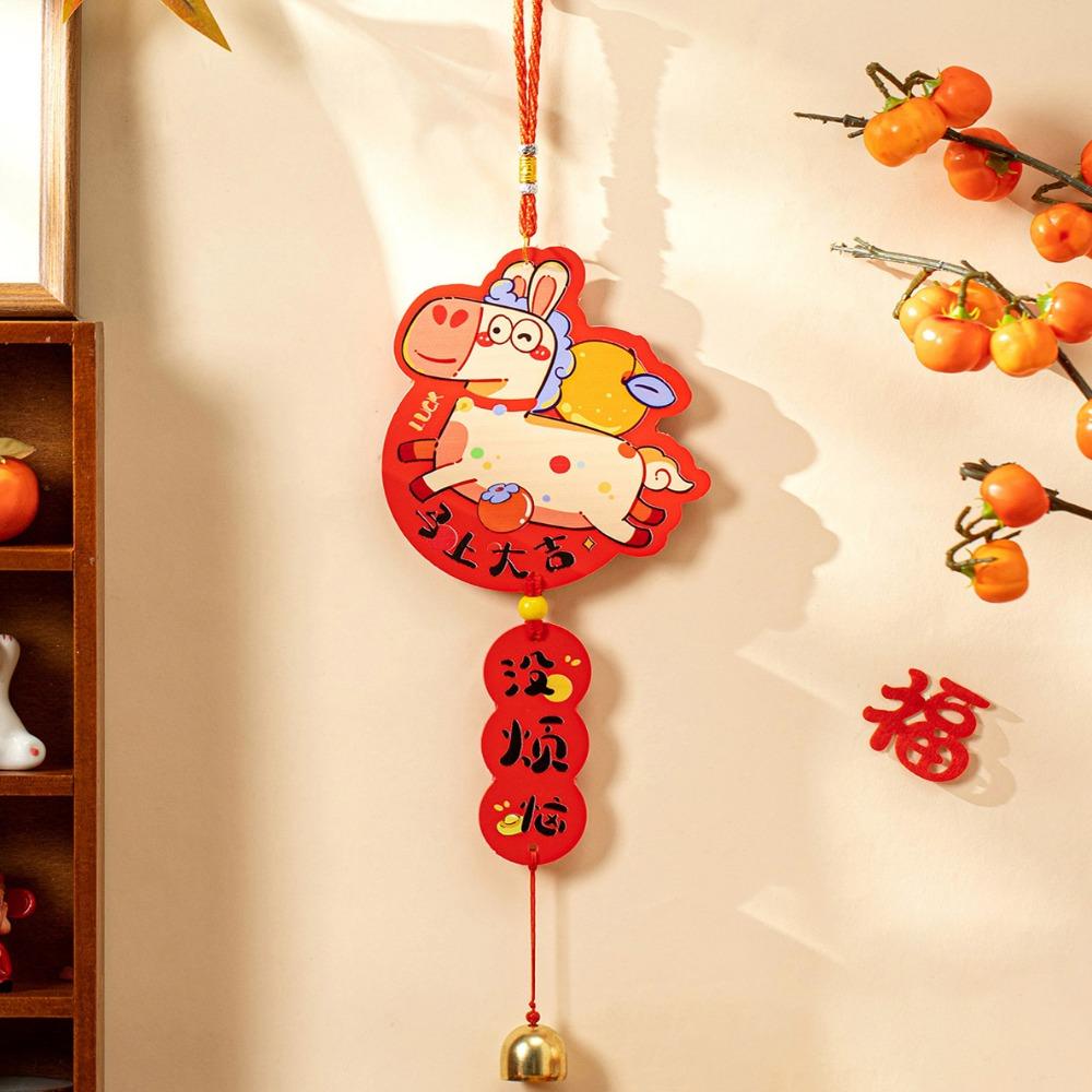 Деревянный бусинный шнурок Новогодние декоративные подвески Тиснение золотой фольгой Подвеска-колокольчик Атмосферные декоративные принадлежности С кисточкой