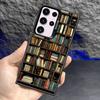 Phone Case for Samsung Galaxy S23 S24 S25 Ultra S20 S22 S23 FE Note 20 S21 Plus S24FE Shell Cover Vintage Bookshelf Kitten