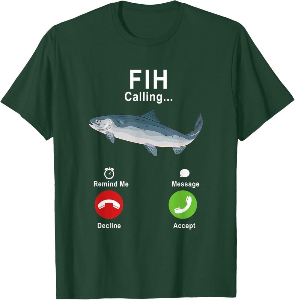Fih Calling Remind Me Message Decline Accept Phone Call Fish T-Shirt XL