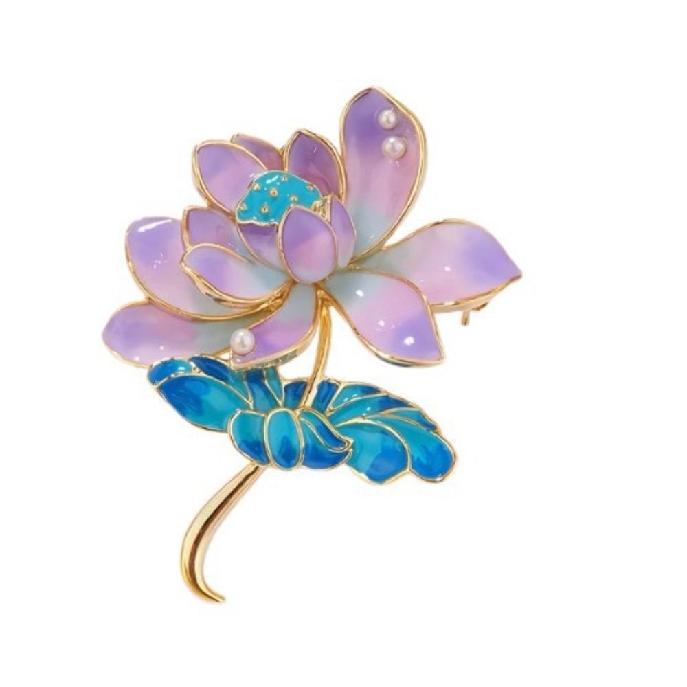 Elegant Flower Enamel Brooches Vintage Lapel Pin New Lotus Brooch for Women  Cloth Accessories
