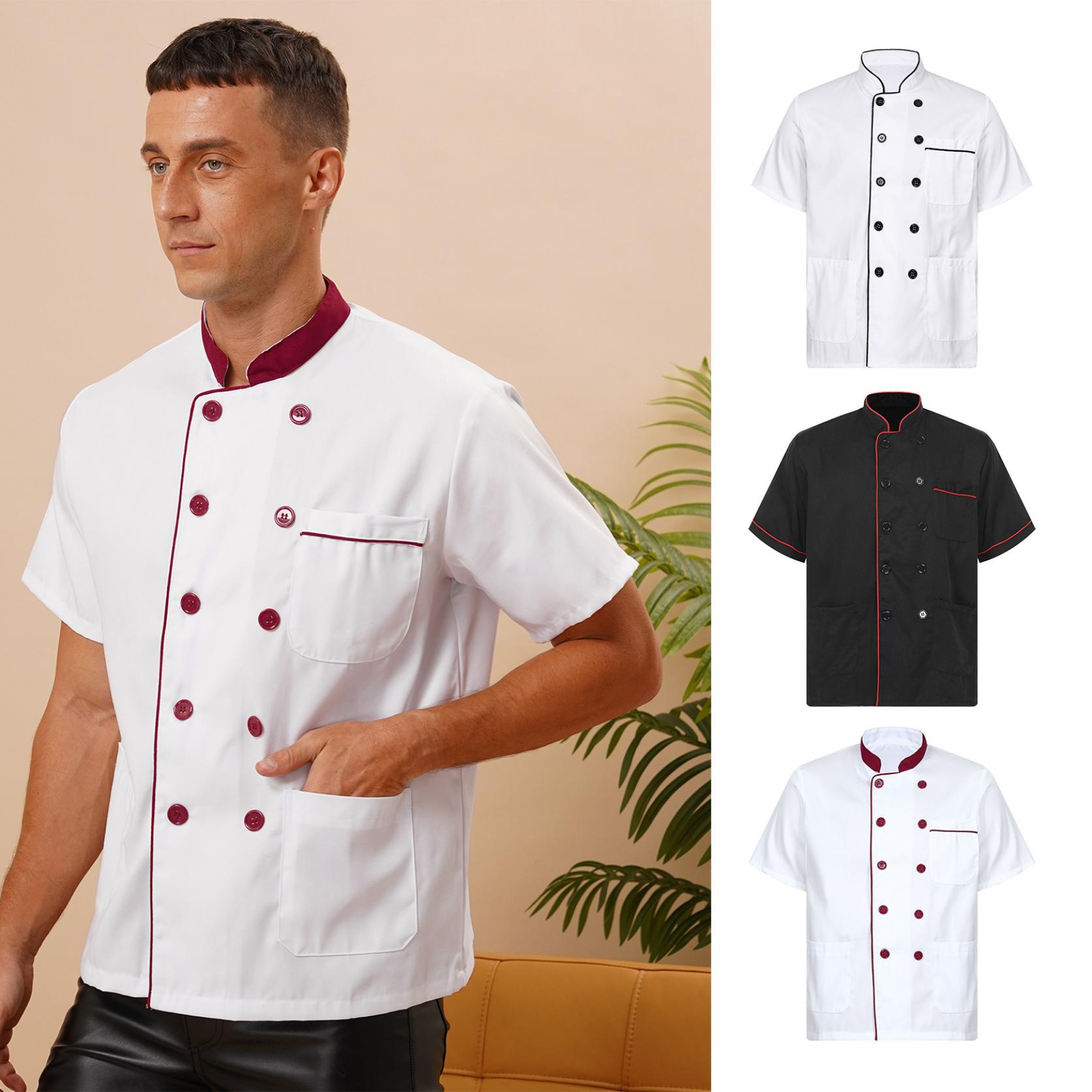 

Куртка шеф-повара, двубортная униформа повара, пальто повара с короткими рукавами, рабочая форма бариста, пекаря, одежда для официанта, ресторана, отеля