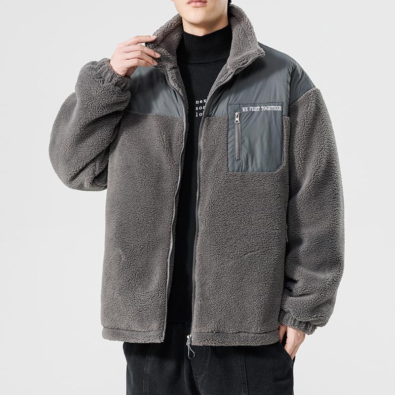Thick Cotton-padded Jacket for Men's Autumn and Winter New Thickened Thermal Cotton Jacket for Men's Splicing Stand-up Collar Cotton Jacket