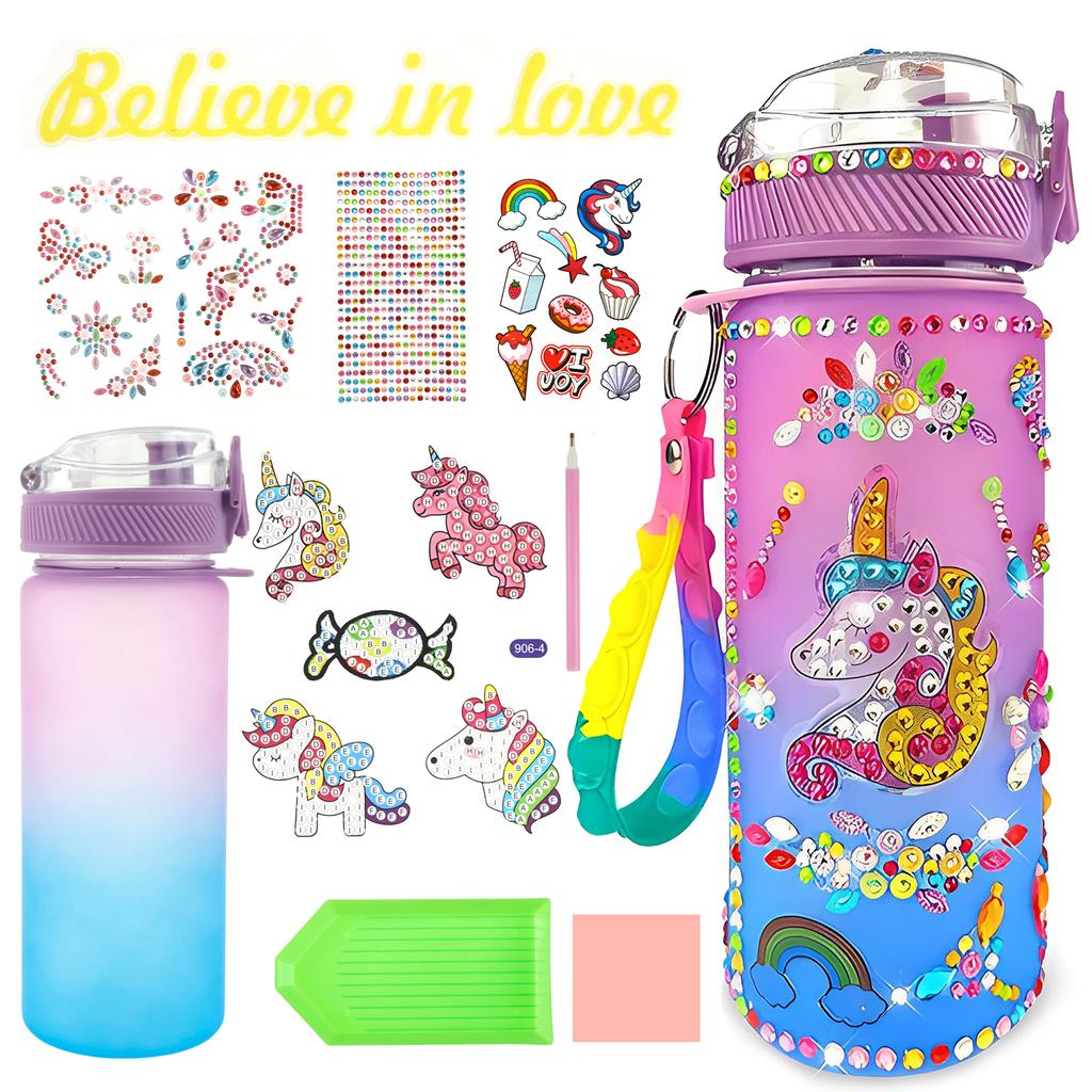 Water Bottle Kits Pretty Colorful Kids Water Bottle Gifts Safe Mermaid Water Bottle with Stickers Attractive Decorate Your Own