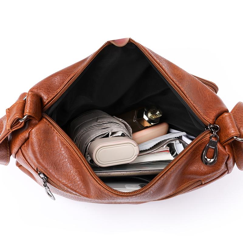 Retro Women's Shoulder Bag Solid Color Multi Pocket Storage for Middle-aged and Elderly Mothers Crossbody Bag Small Square Bag