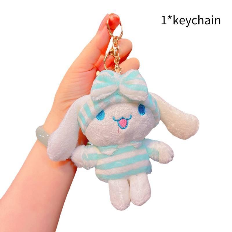 Adorable Plush Kuromi Doll Keychain Fluffy Cartoon Charms Cute Bag Decoration Cinnamoroll