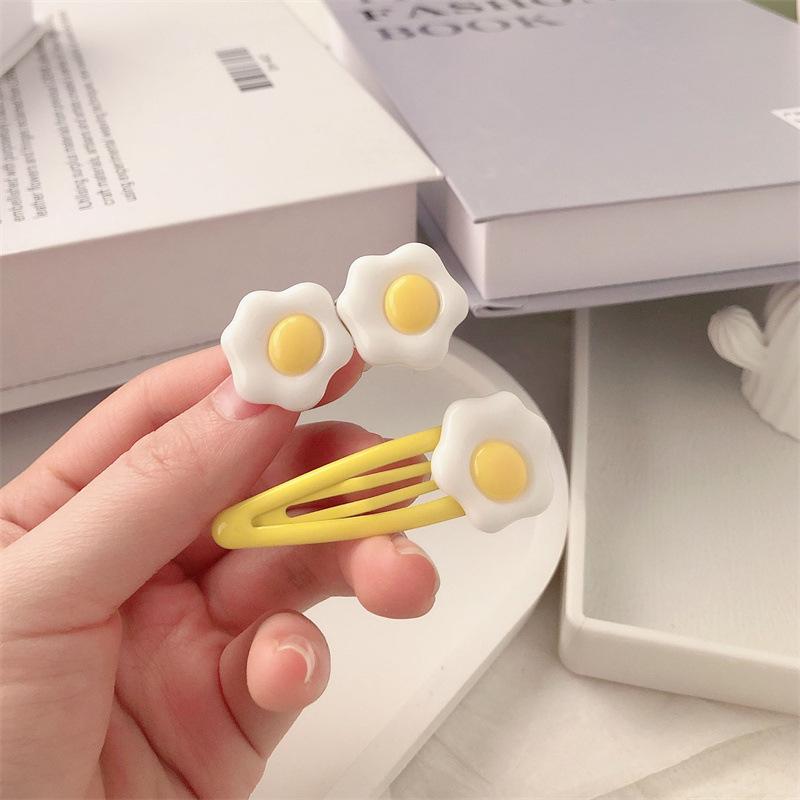 Girly Heart Fried Egg Hair Clip - Cute Bangs Side Swept Accessory