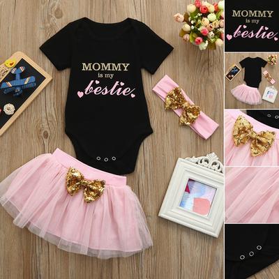Tutu Skirt Newborn Baby Girls Leopard Outfit Ruffle Long Sleeve Bodysuit Headband Princess Dress Set of 3