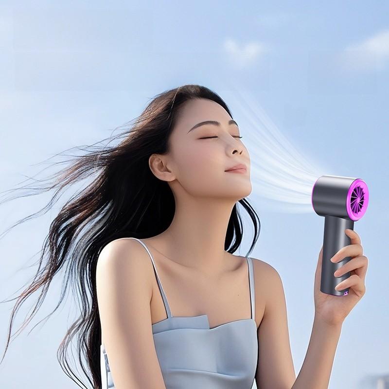 Handheld Turbo Mini Fan With Digital Display Rechargeable For Outdoor And Travel Use
