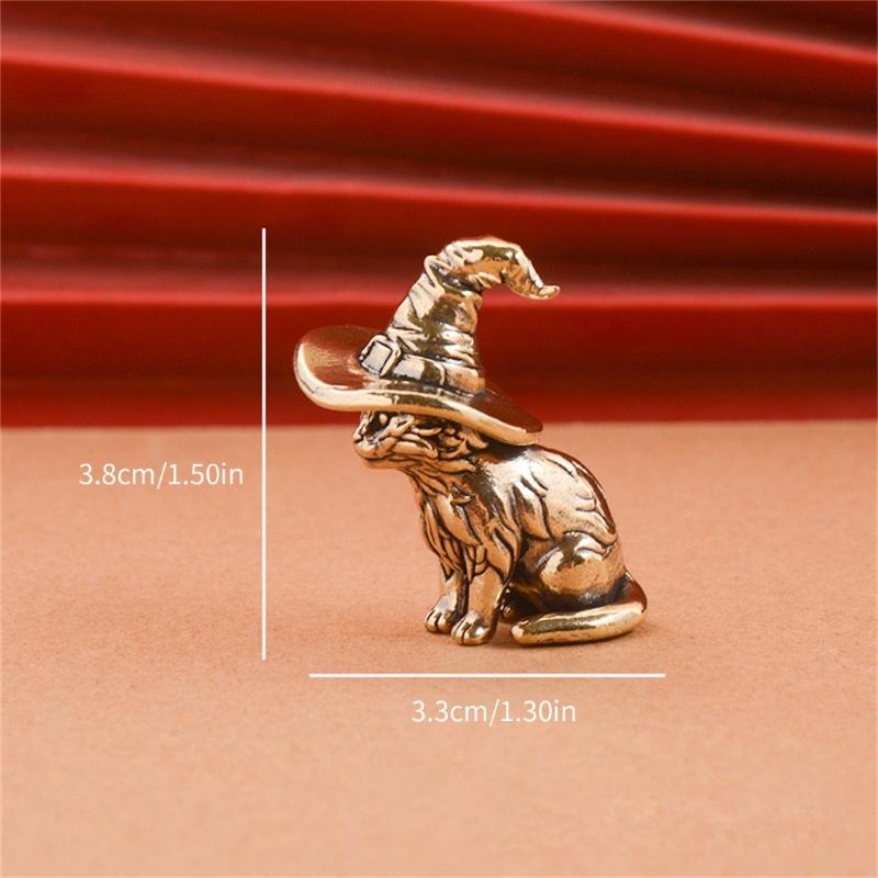 Ručně vyráběná mosazná soška koček čarodějnic, vintage starožitná figurka koťátka, miniaturní stolní dekorace, socha, ozdoba