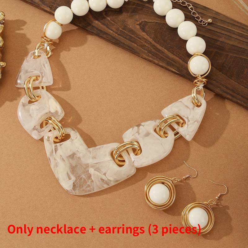 Artistic Resin Jewelry Set With Irregular Shapes And Floral Patterns For Summer