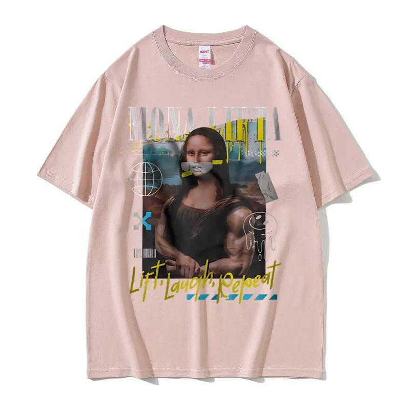 Funny Mona Lifta Oversized Pump Cover Meme Graphic Tshirt Men Women Vintage Gym Fitness T-shirt Summer Male Soft Cotton T Shirts