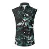 Men's Fashion Printed Sleeveless Lapel Button-Down Shirt Vest Top
