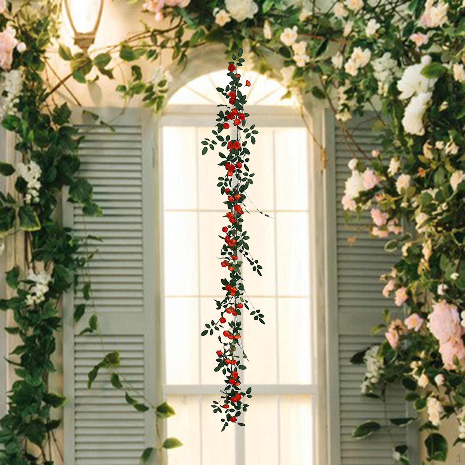 Artificial Garland with Flowers Greenery Vines Rose Vine for Table Decoraton красный