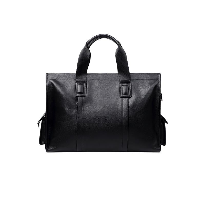 Men's Genuine Leather Briefcase - Casual Large Capacity Crossbody Handbag for Laptops