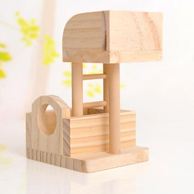 2-story Hamster Wooden Climbing Platform Hiding Shelter House Playground Chew Toy Pet Accessories