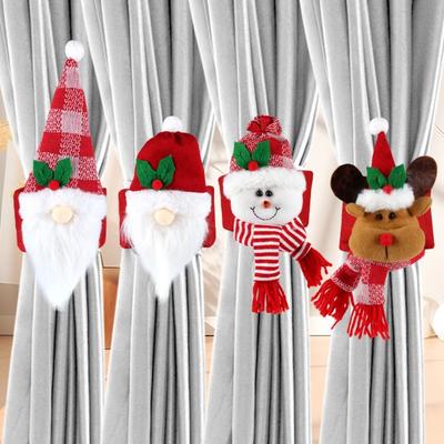 Snowman Santa Claus Curtain Tieback Elk Kawaii Christmas Curtain Ties Festival Doll Cartoon Curtain Buckle Fixed Curtain