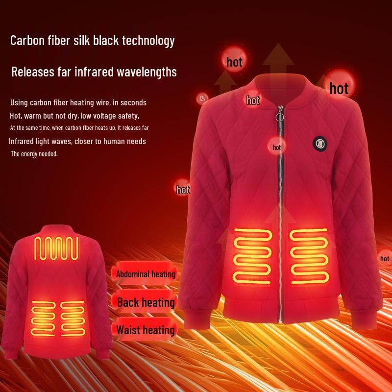 Smart Heated Cotton Jacket with Carbon Fiber for Winter Travel Protection