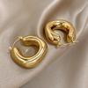 Chunky Chubby Stainless Steel Earrings for Women Simple Fashion Punk Gold Plated U-Shaped Hoop Earrings Waterproof Jewelry