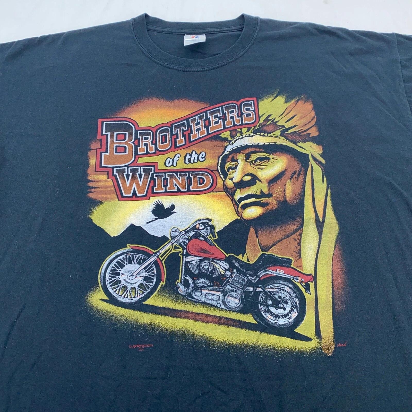 

винтажная футболка BROTHERS OF THE WIND коренной американец мотоцикл 2XL байкер M