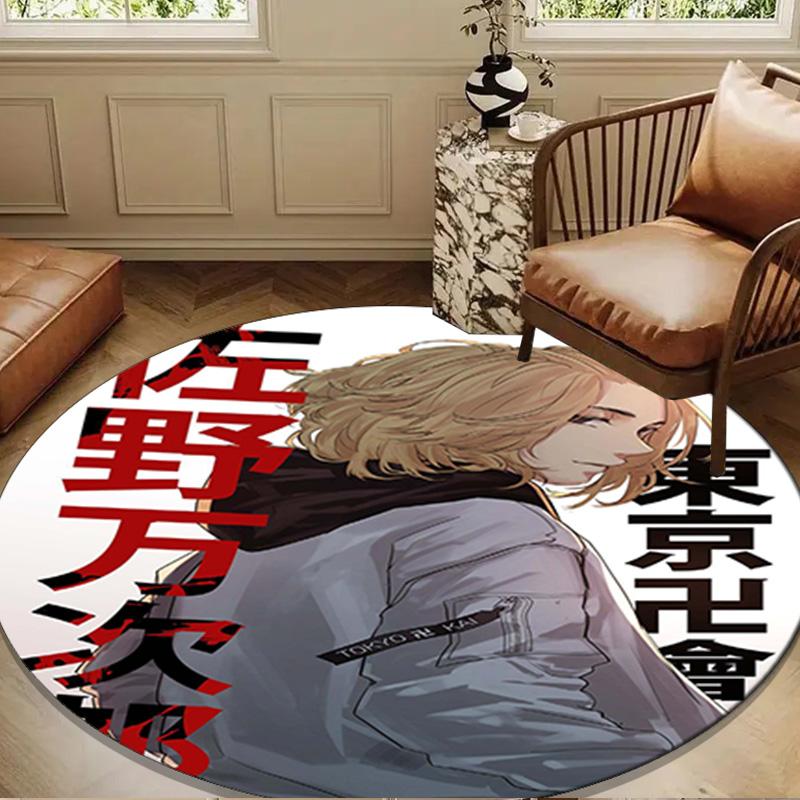 Tokyo Anime Round Rug for Livingroom,Bedroom, Palyroom, Chair Rug, Area Rug, Circle Carpet, Large Size Fan Christmas Gift