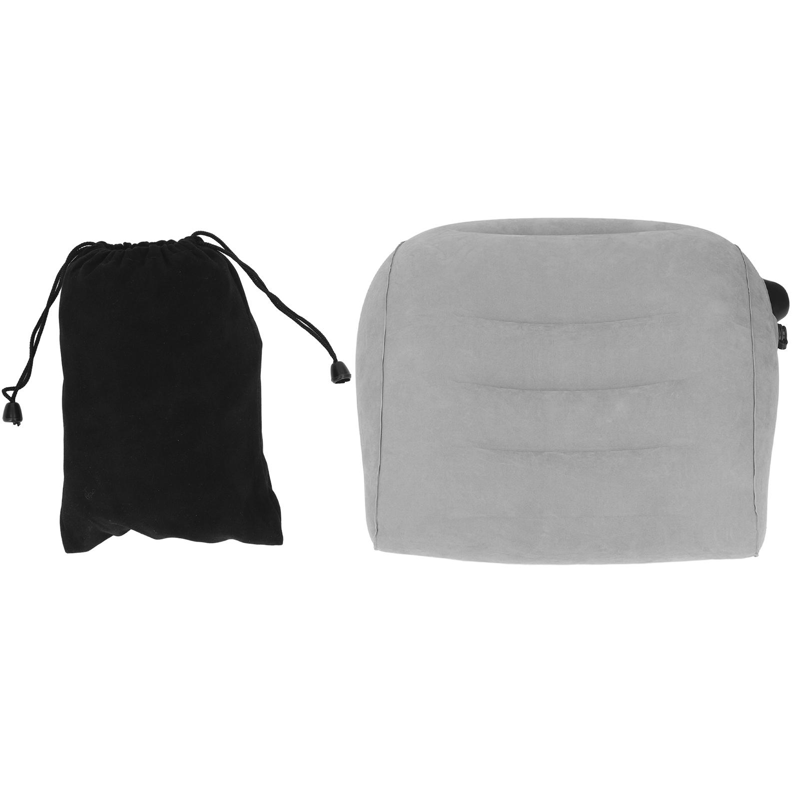 Inflatable Lumbar Waist Pillow PVC and Flocking Press Gray Inflation Portable Lumbar Waist Support Pillow for Car Travel