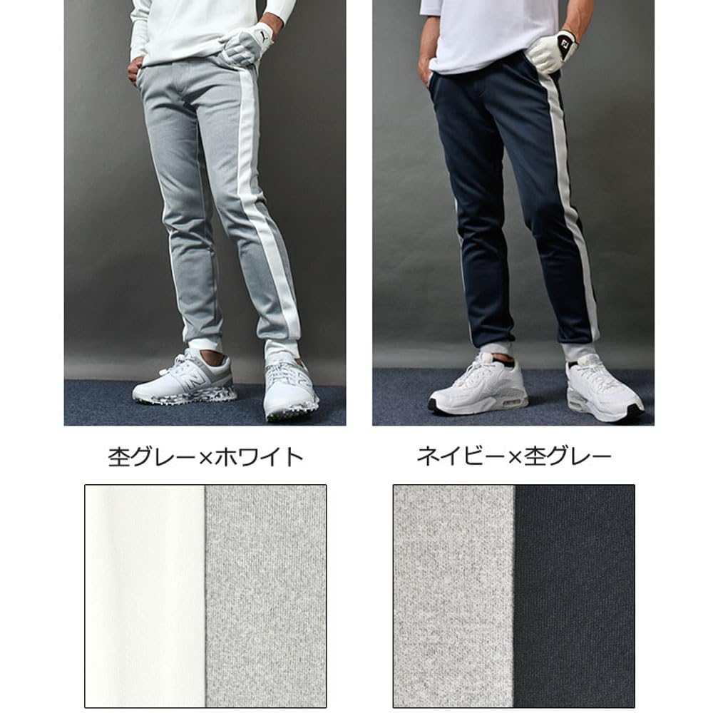 COMON GOLF Golf Pants for Golf Large Jogger Heather Gray X White Men, Wear, Pants, Trousers, Stretch, Size, Pants, Ponte, Spring/Autumn,