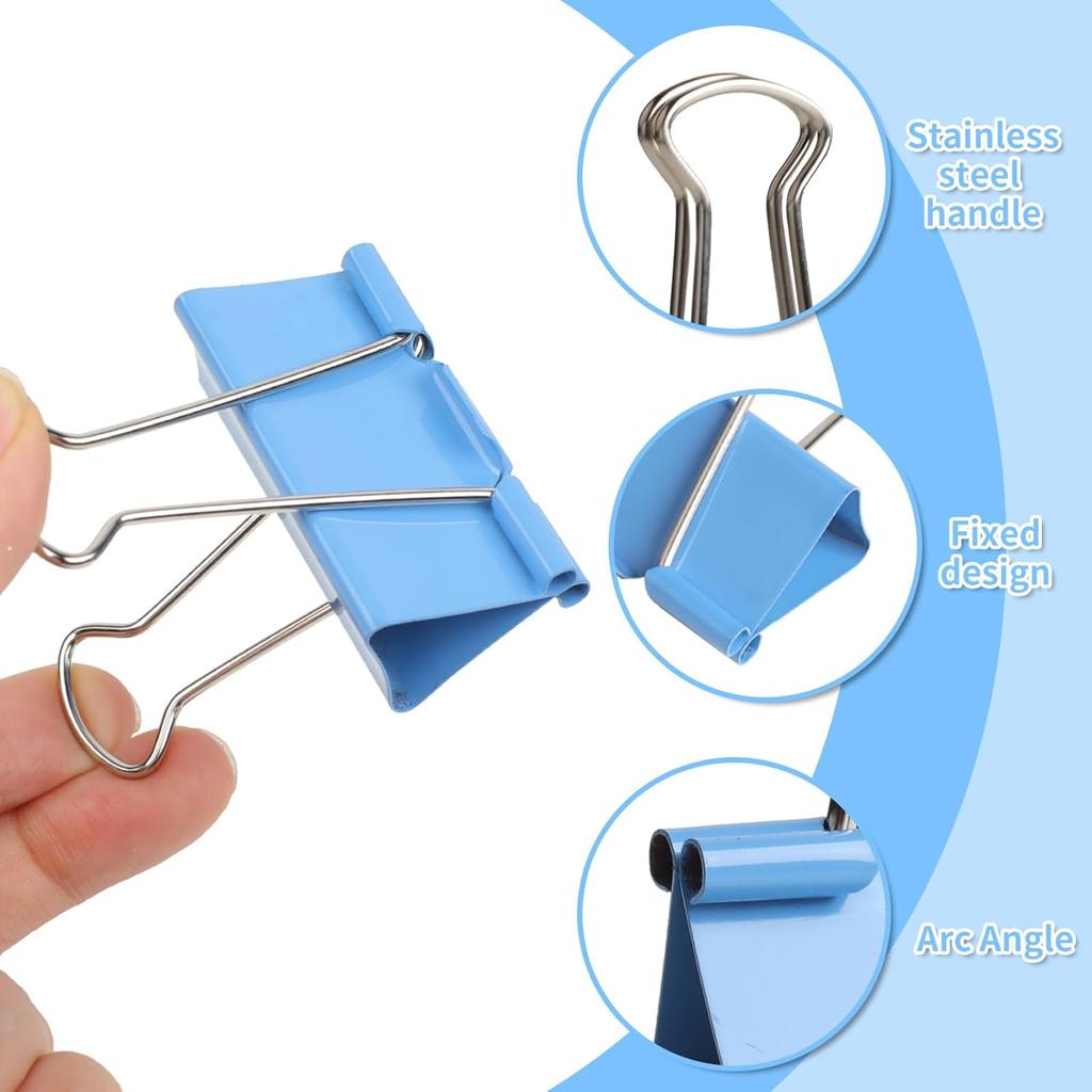 125Pcs Binder Clips Colored Binder Clips Assorted Sizes 6 Sizes Binder Paper Clips For Office Supplieshomeschool (Blue Pink Yellow Green)