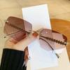 European and American Style Square Frameless Sunglasses for Women, Fashionable Metal Sunglasses