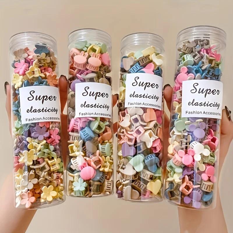 50 Sets of Mini Hair Clips, Lovely Plastic Flower-shaped Hair Accessories, Solid Color Hair Clips, Suitable for Teenagers,