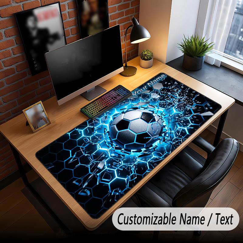 Soccer Theme Custom Mouse Pad Personalized With Name Text Customized Desk Mat For Office Home Decor