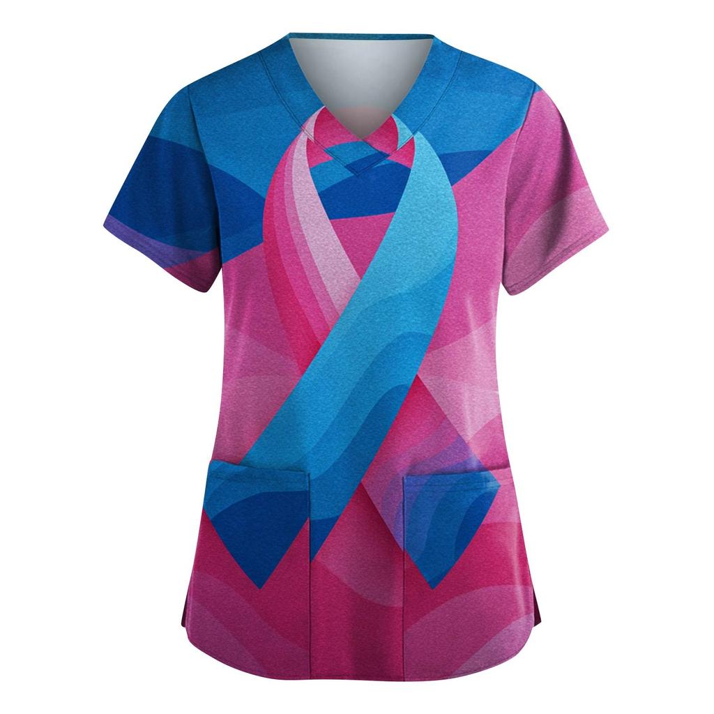 Dámská móda Overal s V výstřihem a krátkým rukávem s kapsami Potištěné topy Oblečení