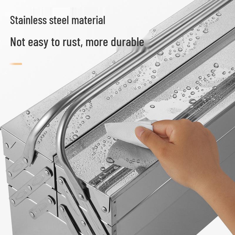 Portable Stainless Steel Folding Toolbox for Home, Car and Auto Repair