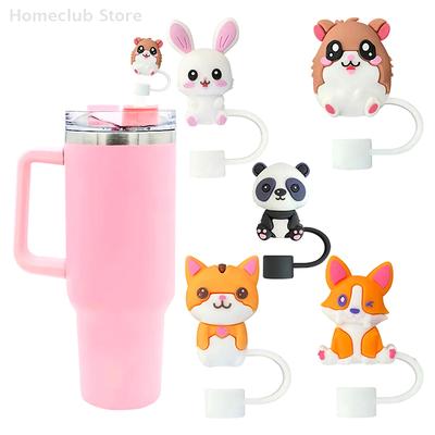 1 Stück 10mm Silikon-Strohhalmabdeckung Kappe Kompatibel mit 30&40 oz Becher, Niedliche Tier-Strohhalm-Aufsätze, Wiederverwendbarer Staubdichter Strohhalm
