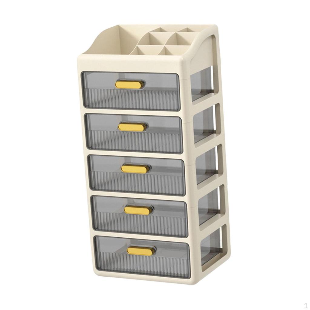 Desk Organizer Cosmetic Storage Box Modern with Compartments and Drawers Skincare for