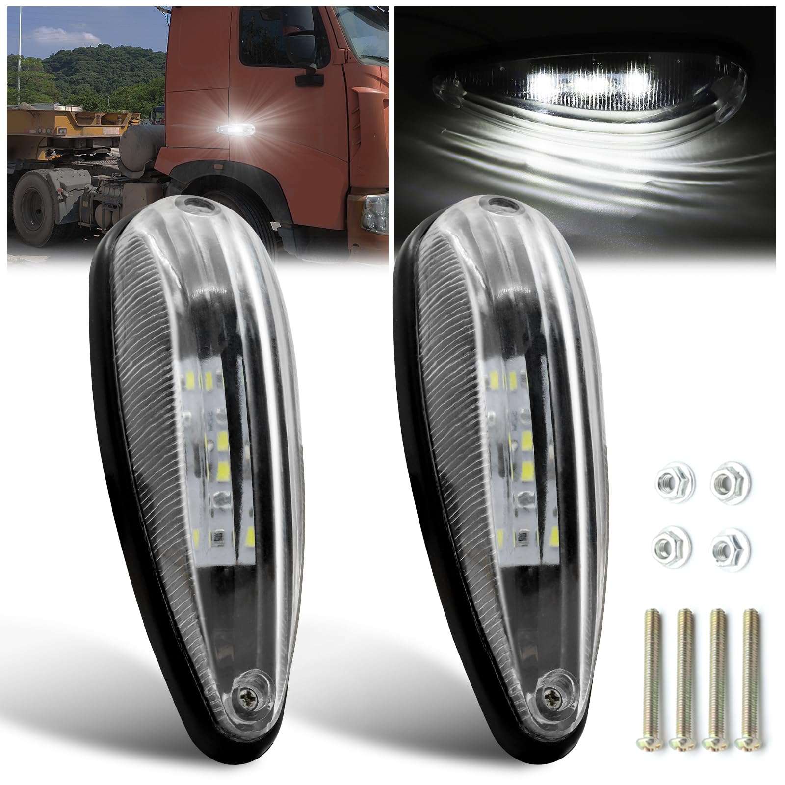 

Ygmylandbb Cab Roof Top Marker Cab Marker Light Side Marker Vehicle Width Light Roadside Light Corner Lamp 12V24V White Dual Use Super High Brigh