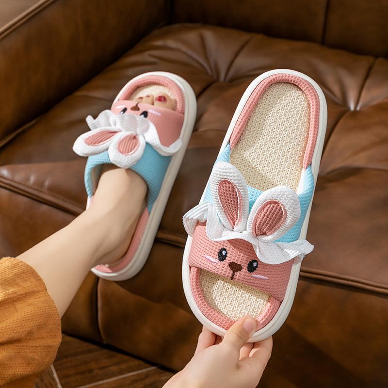 

женские льняные всесезонные тапочки на толстой подошве для осени и зимы, уличные, нескользящие, домашние махровые хлопковые тапочки на толстой подошве 40-41 (one size smaller) розовый