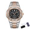 Business Men's Watches Shiny Diamond Case Fashion Quartz Wristwatch Stainless Steel Strap Waterproof 30M Calendar Reloj Hombre