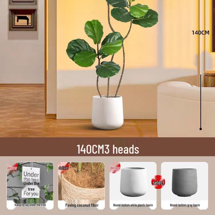Large Potted Fiddle-Leaf Fig: Luxury Faux Green Plant for Living Room Decor