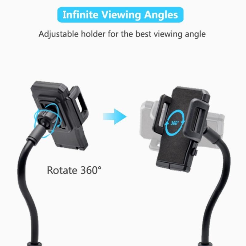 Dual Clamp Car Cup Phone Mount, Flexible Gooseneck 360°Rotatable Bracket Holds Two Smartphones, Universal Auto Cup Slot Stand