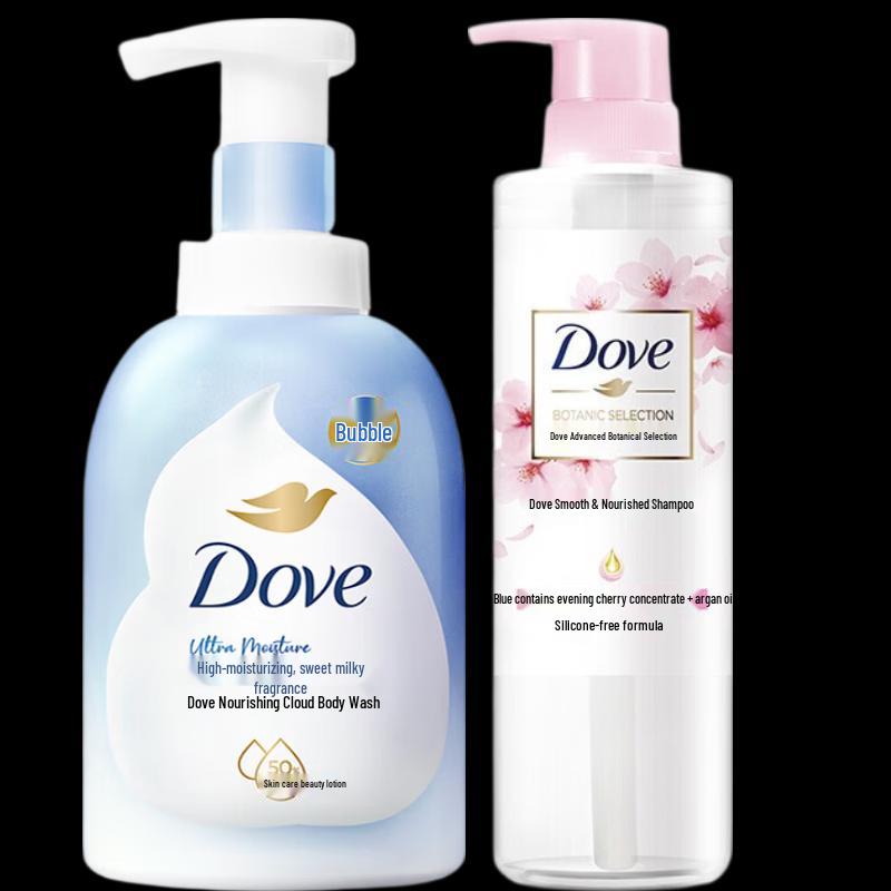 Dove Milk Shower Foam & Late Cherry Blossom Shampoo Set